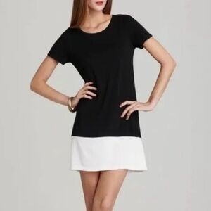 Theory black and white colorblock tee shirt dress